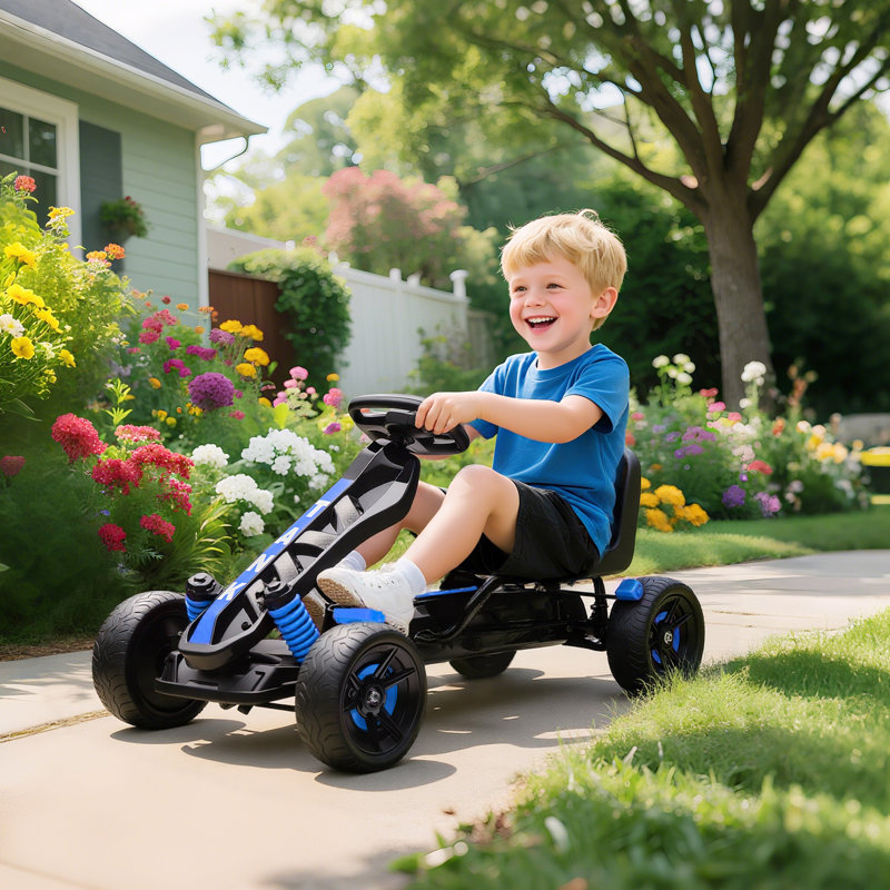 AIYAPLAY Pedal Go Kart with Freewheel System Brake for Kids Ages 3-6, Blue