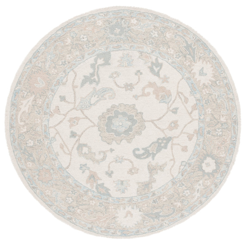 Ebony Hand Tufted Wool Pile Oriental Rug, Round 6"