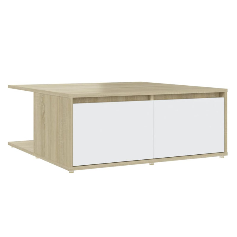 Allesandro Solid Coffee Table with Storage, Sonoma Oak/White