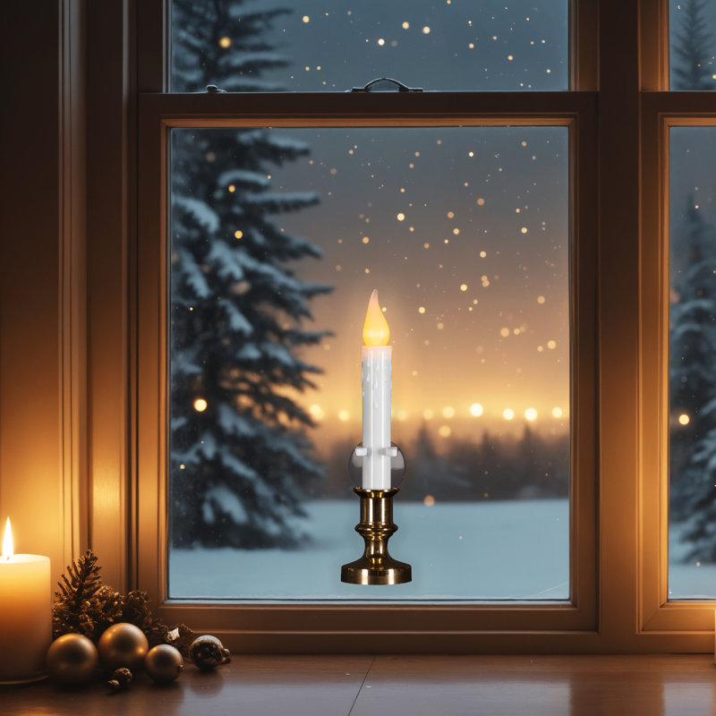 Flickering LED Window Candles With Timer - 8.5" - White - Set Of 6, 6