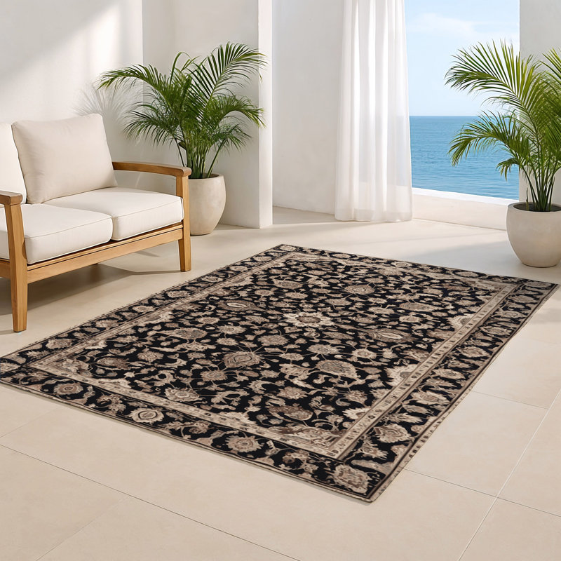 Persian Gray Indoor and Outdoor Area Rug, Rectangle 4' x 6'