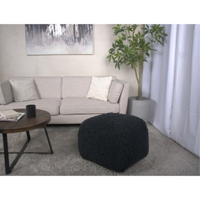 Pouf carré en microfibre Spongy, gris anthracite foncé