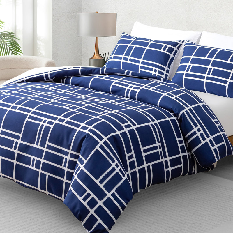 Premium Reversible Duvet Cover Set with Zipper Closure and Corner Ties, King Duvet Cover Set + 2 Standard Pillowcases