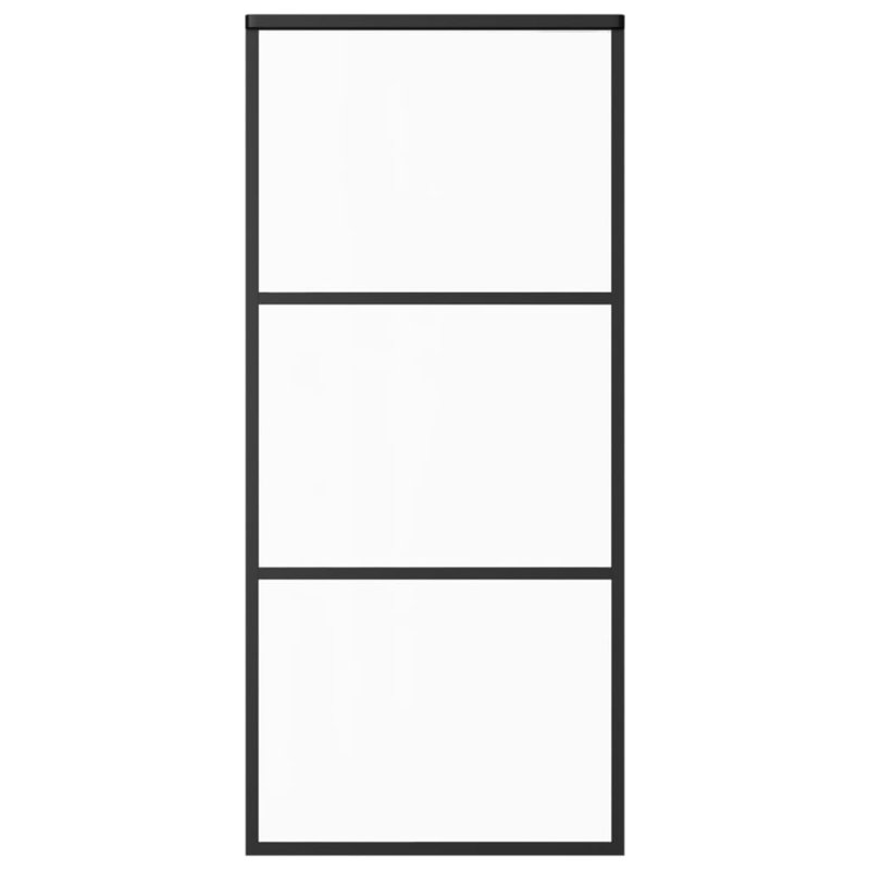 Borgwald Sliding Door 3-Panel ESG Glass and Aluminium, 205cm H x 90cm W x 5cm D