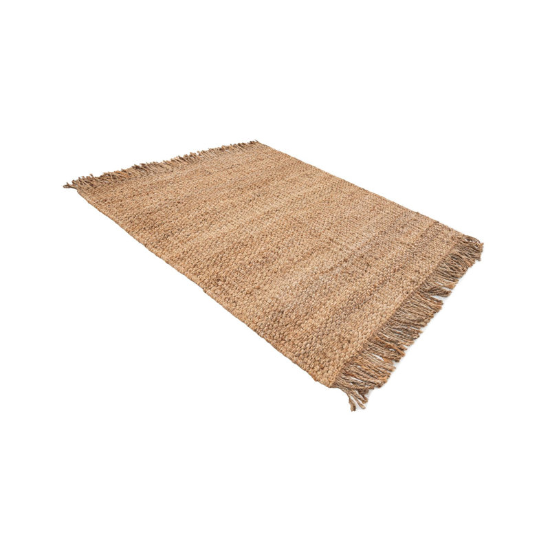 Tapis brun clair en jute / sisal tissé à la main Haleakal, Tan, Square 5'1"