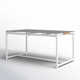 Campblin Outdoor Dining Table in Aluminum and Teak with Stone Top