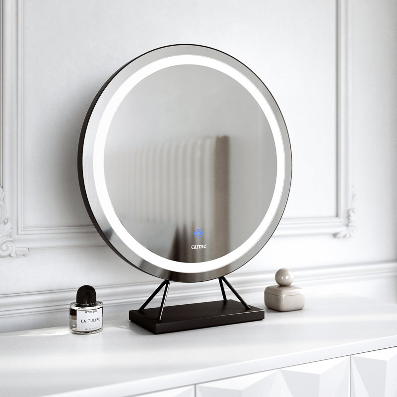 Lillia Frameless Touch Sensor LED Light Mirror, 58.5 cm x 50 cm, Black