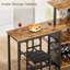 Ensemble de table et chaises de bar 3 pièces pour 2 personnes, avec tablettes de rangement, porte-gobelet, support à vin et tabourets rembourrés en cuir synthétique, brun - ensemble 3 pièces / taille compacte / bois et cuir synthétique / barre moderne