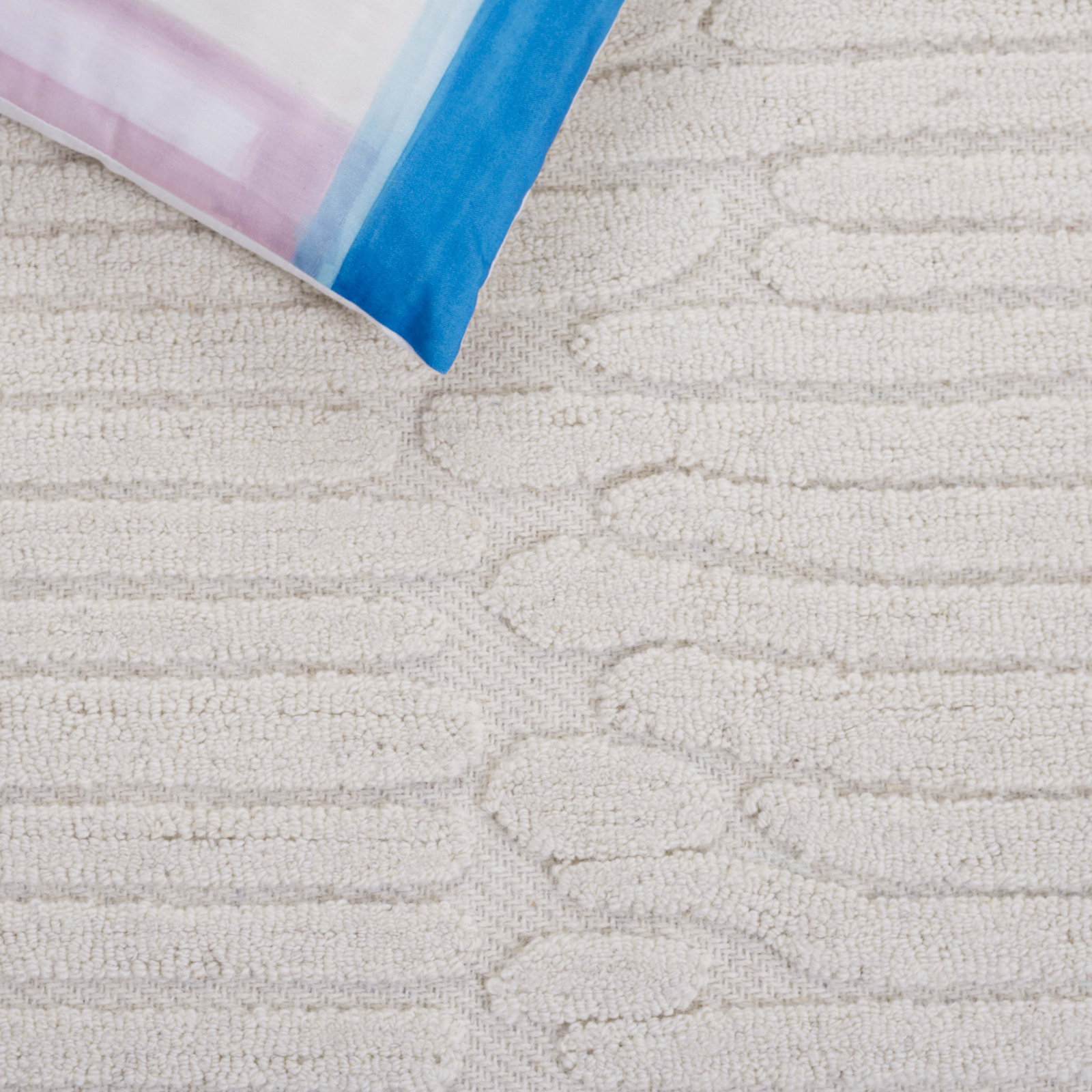 Elona Ivory Hand-Tufted Abstract Wool Rug, Square 6'