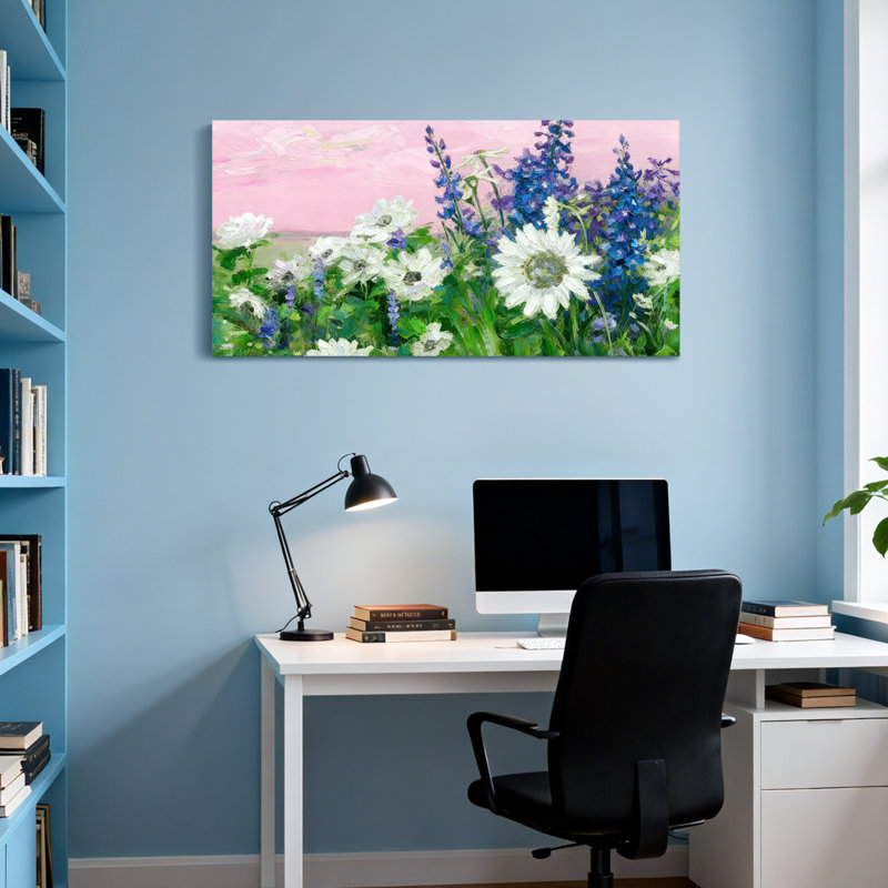 Plantes et fleurs pré floral avec des fleurs, H 24 po x l 48 po