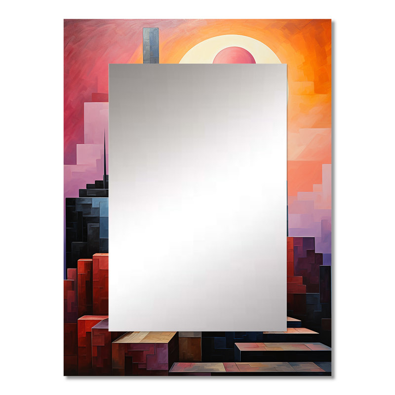 Monuments Unveile Sunsets I - miroir mural, miroir décoratif industriel, impression d'art en métal, 32 po x 24 po