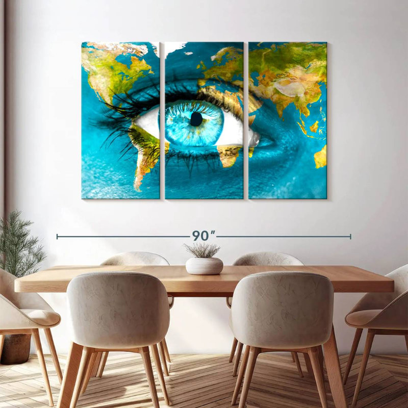 «Earth Eye Map», reproduction d'art sur toile, H 48 po x l 74 po x P 1,25 po