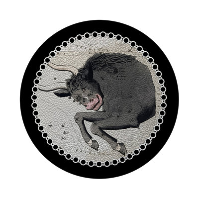 Zodiac Taurus Vegan Leather Round Pebble Placemat