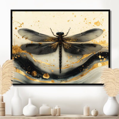 Muneesa Golden Dragon Fly Flight of Elegance - Libellule, art mural