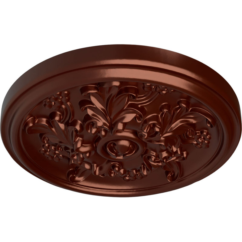 Médaillon de plafond Endurathane Katheryn, DO 14 1/2 po x P 2 3/4 po (convient aux auvents jusqu'à 2 1/8 po), Cuivre antique