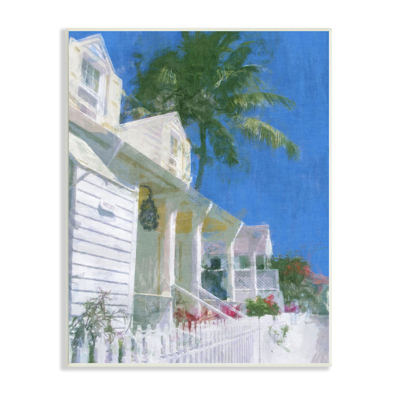 White Palm Tree Summer Villa Cottage MDF Wood Wall Art