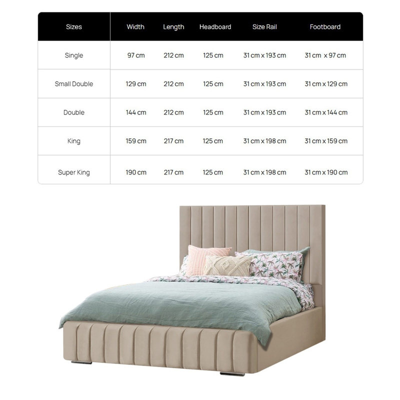 Upholstered Bed, Double (4'6), Coffee