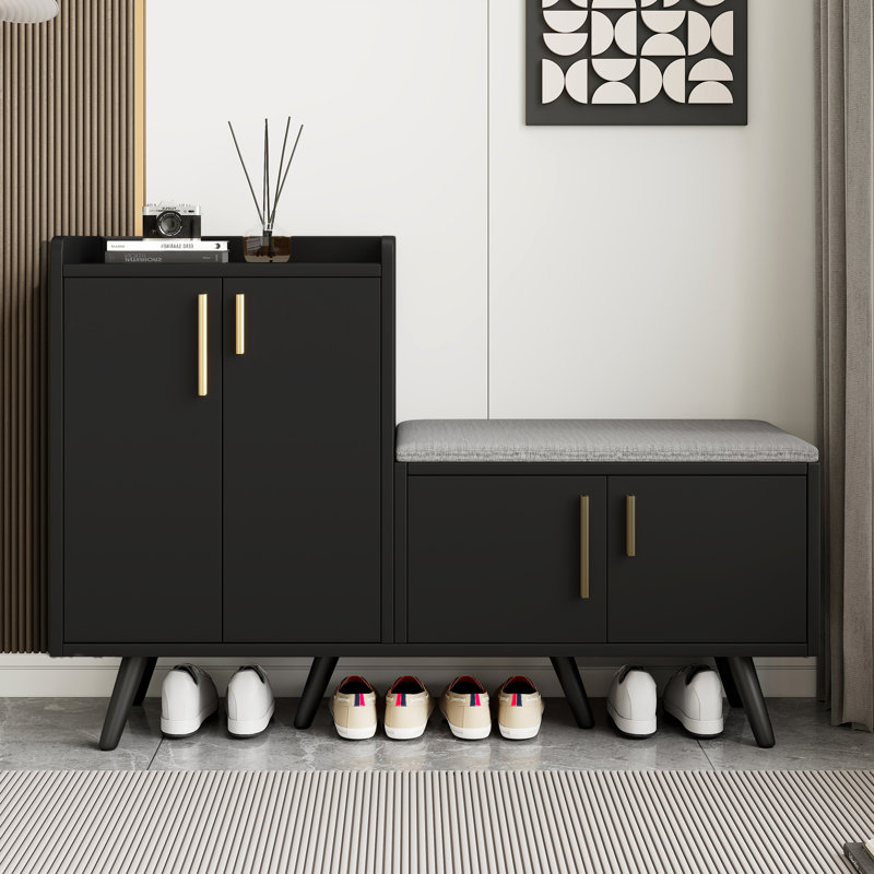 10 Pair Shoe Storage Cabinet, Black