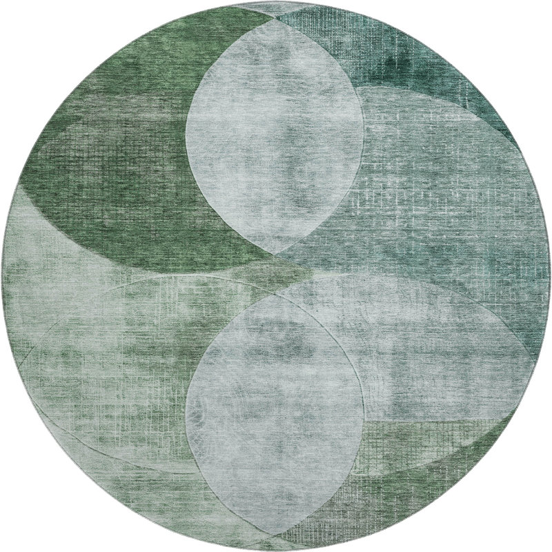 Premium Machine Washable Alves AMF1140 Geometric Rug, Round 8'