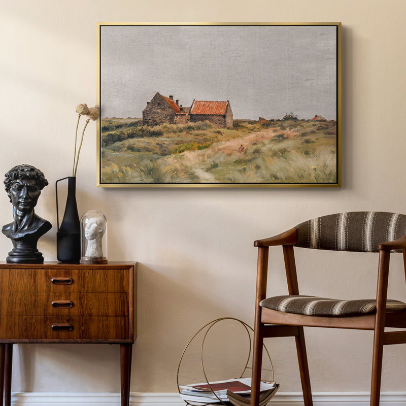 Paysage rétro - MLXX III, Toile avec cadre flottant or, H 17 po x l 25 po x P 2 po