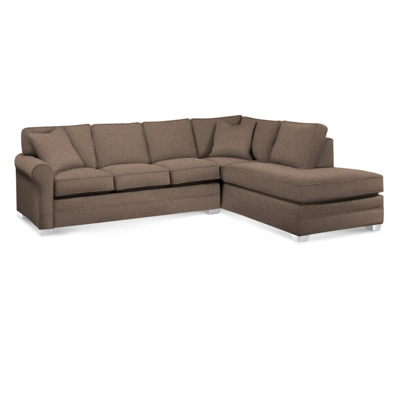 Bedford Upholstered Sectional, Frost White Finish, Right Hand Facing, Elite Ash; 0321-83