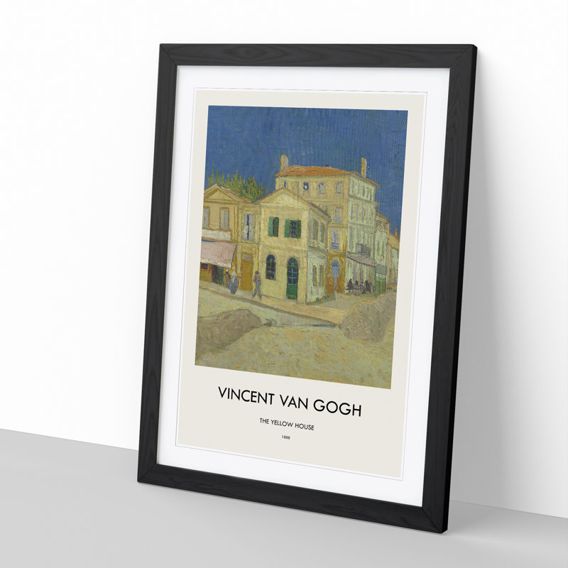 The Yellow House by Vincent Van Gogh - Picture Frame Painting, Black, 36cm H x 27cm W x 2cm D