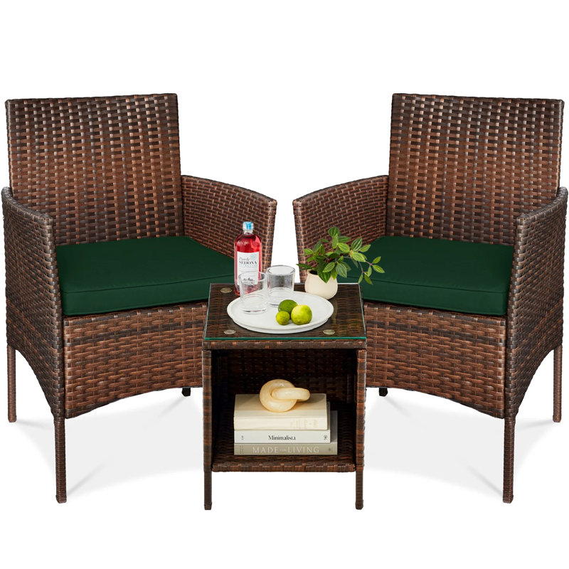 Patio Bistro Set, Brown, Midnight Green