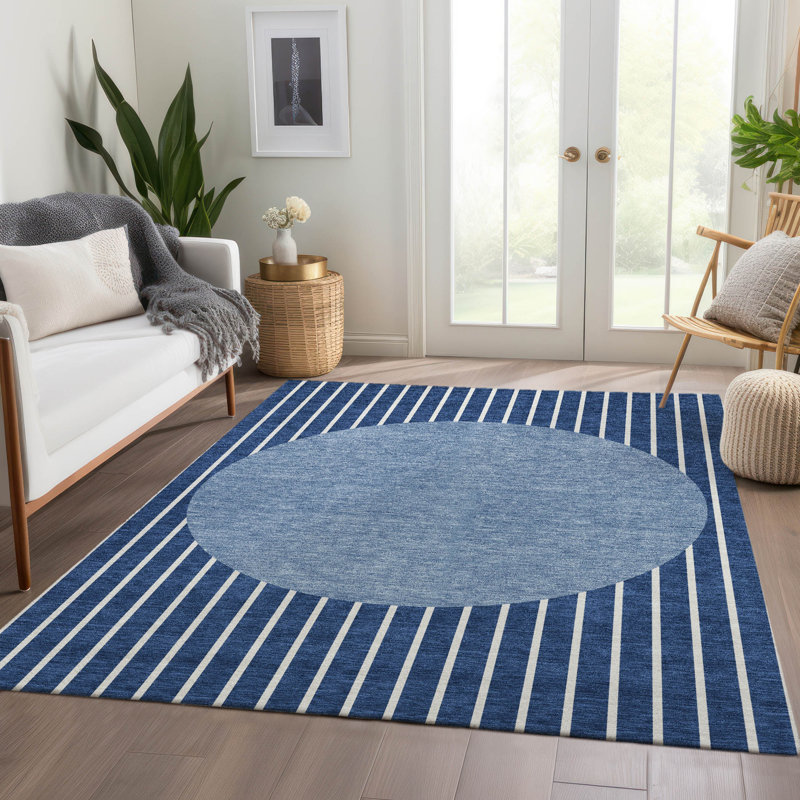 Tapis lavable à la machine de qualité supérieure à rayures AMF994, Rectangle 9 pi x 12 pi