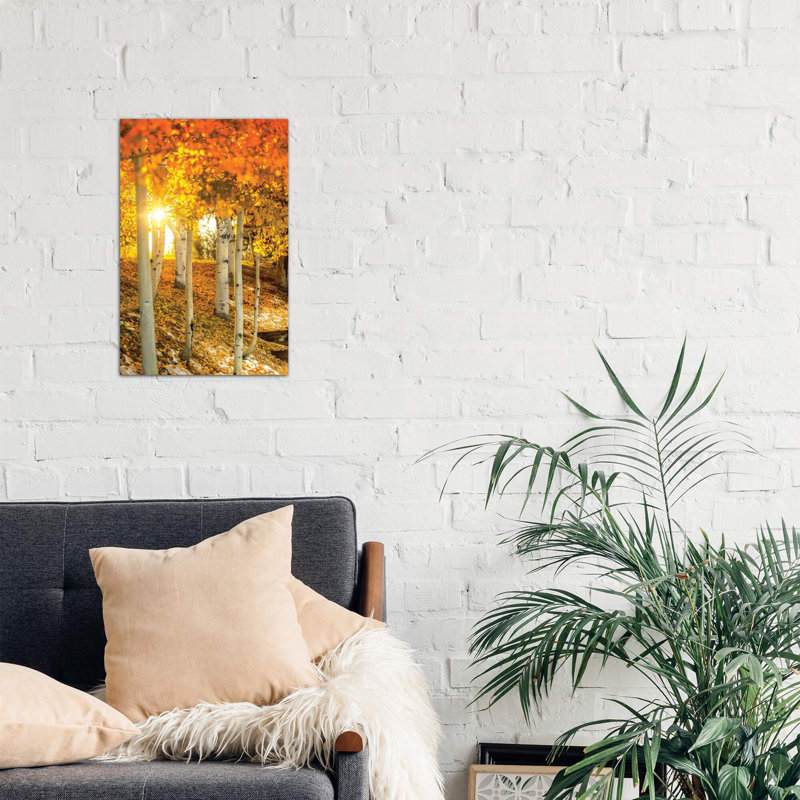 Sunburst Through the Aspens 1 Piece Wrapped Canvas Wall Art, 66.04 cm H x 45.72 cm W x 1.91 cm D