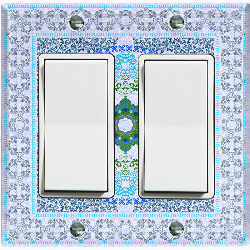 Plaque murale à 2 interrupteurs à bascule brun clair Elegant Mesa Tile, Bleu