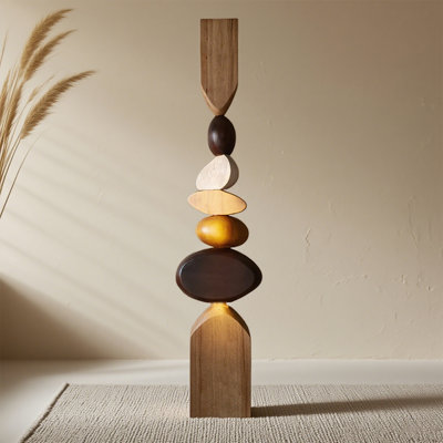 Handcrafted Rubber Wood Abstract Stacked Sculpture