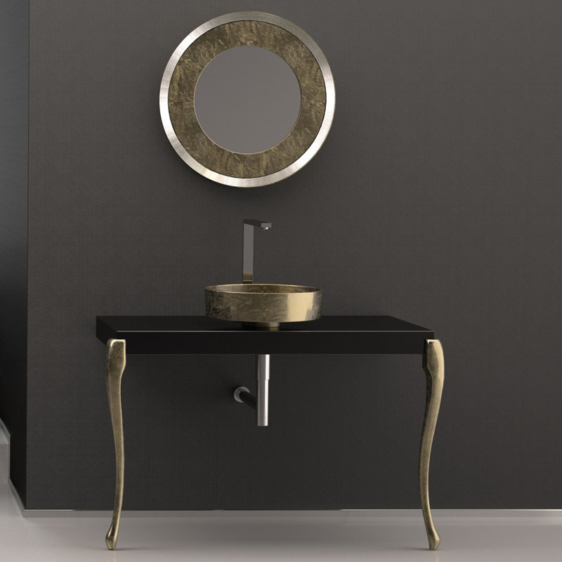 Musa 41.4'' L Bathroom Sink, Black/Gold