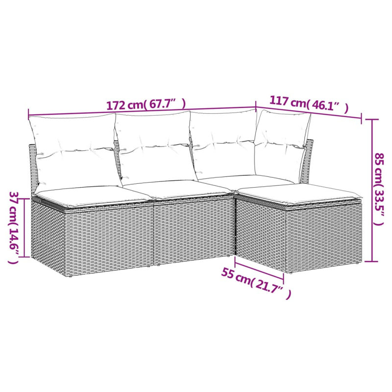 Ensemble de canapé de jardin Vidaxl noir, blanc crème