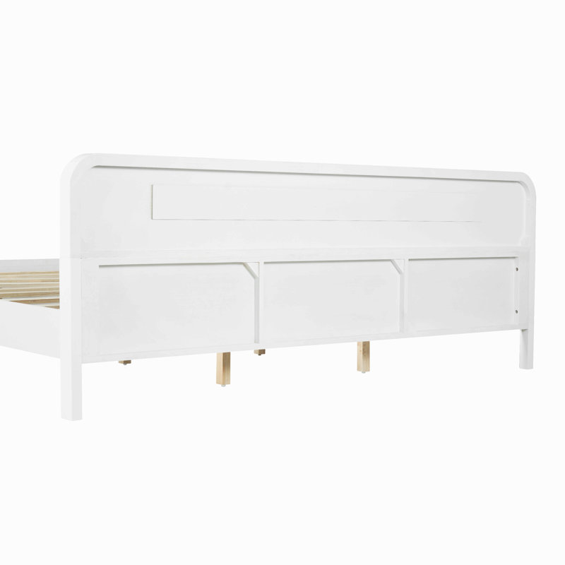 Pine Solid Wood King Size Bed, Solid And Stable, White