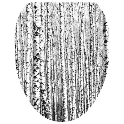 Woodland Birch Trees Toilet Seat Decal – Toilet Tattoos Nature Static Cling Vinyl Lid Cover Fits Round & Elongated Seats