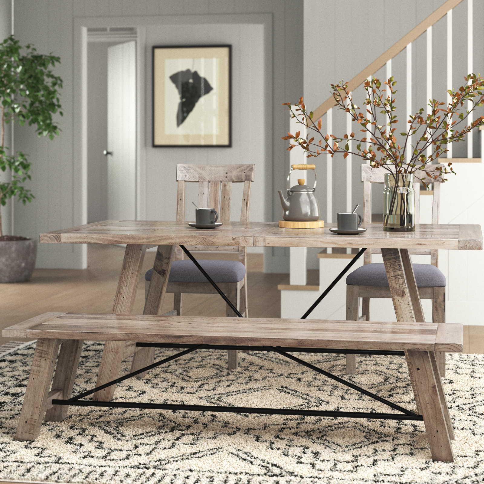 Laurel Foundry Modern Farmhouse® Kendig 5 - Person Solid Wood Dining Set & Reviews | Wayfair