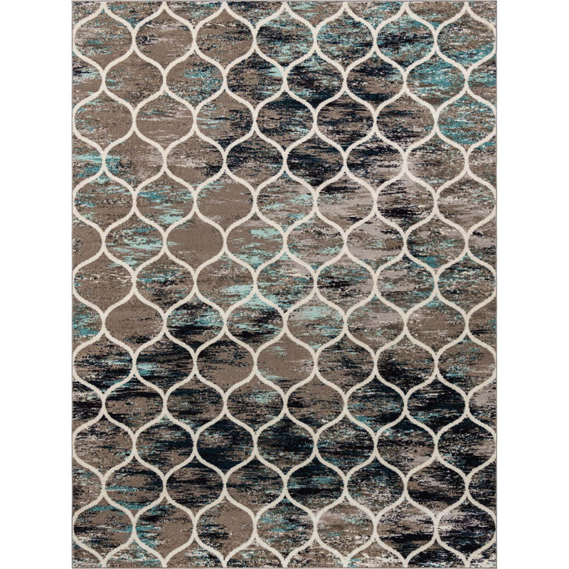 Llanet Geometric Area Rug, Rectangle 10' x 13'1", Multi Blue