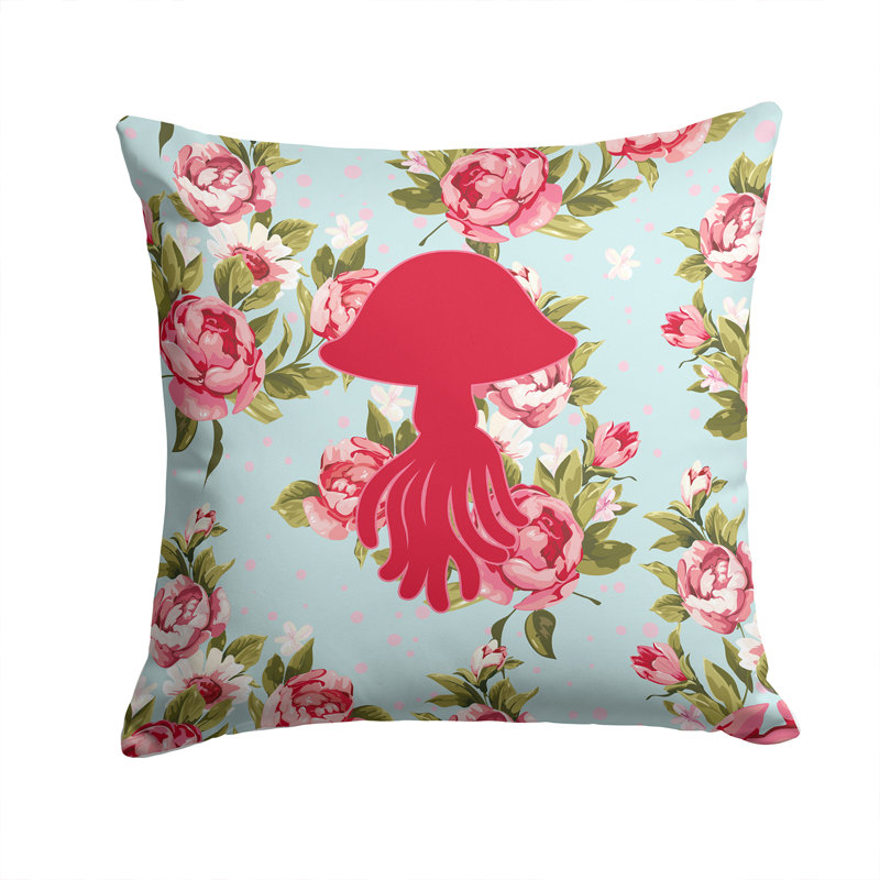 Coussin décoratif intérieur/extérieur bleu shabby élégance Jellyfish, H 14 po x l 14 po x P 4 po