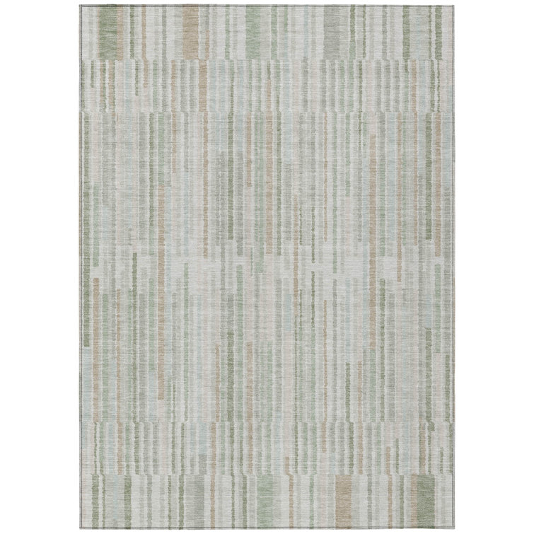 Machine Washable Indoor/Outdoor Xhevrie Sage Rug