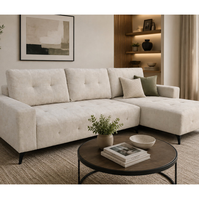  Canapé-lit modulaire faisant face à la droite avec méridienne Everett, beige, Beige, Orienté à droite