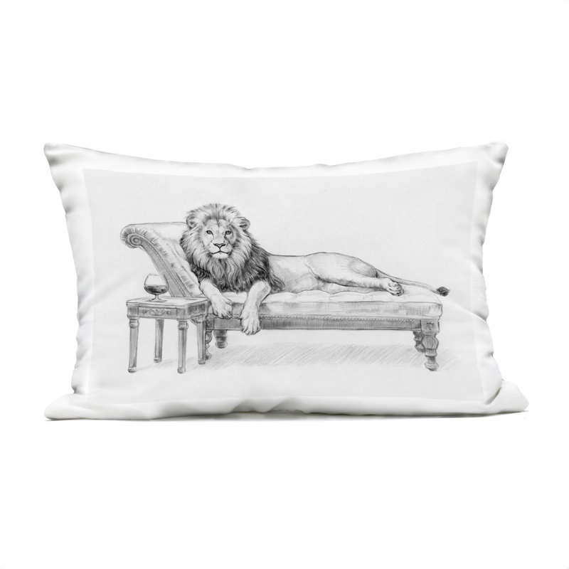Coussin d'extérieur imprimé «Lounging Beast Lion» par Victoria Barnes