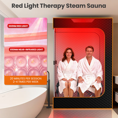Sauna vapeur portative 2 places pour tout le corps, cabine de sauna isolée avec deux générateurs de vapeur et 2 chaises pliantes pour spa à domicile.