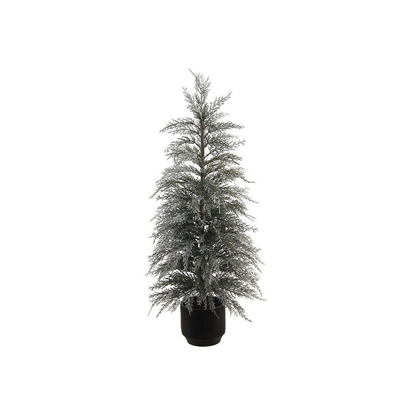 SEASONAL GREENERY TREE CEDAR FLOCKED POT 3FT