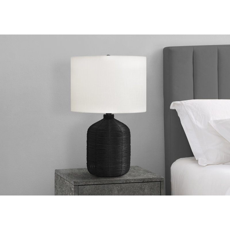 Lighting, 23"h, Table Lamp, Rattan, Beige Shade, Modern, Black