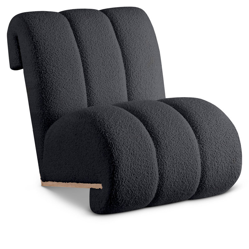Fauteuil de chambre l 25,5 po Chaylee, Imitation peau de mouton noire, Brun