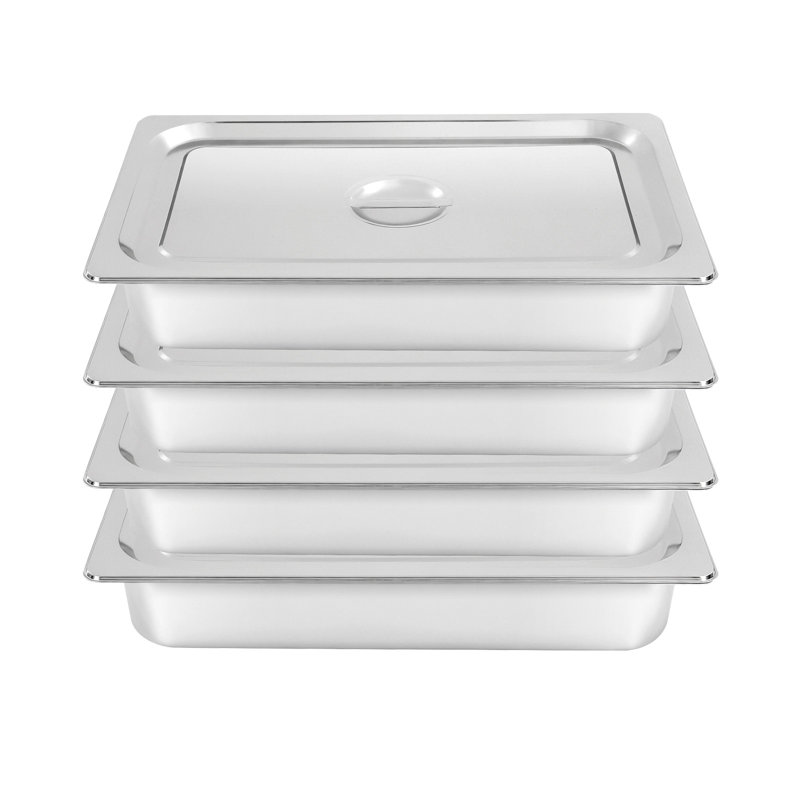 4" Stainless Steel Food Pans With Lid