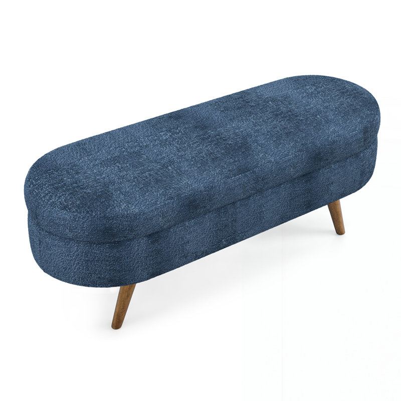 Banc de rangement repose-pieds ovale, Bleu très foncé