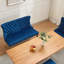 Banc de causeuse double en velours, sièges de cuisine et de salle à manger, banc capitonné à 2 places avec boutons faits à la main, dossier à oreilles, pieds en acier plaqué or, style Mid-Century moderne, paquet simple, bleu-1023220771-1023220782
