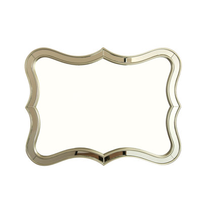 Miroir de 24 po Fleuron, miroir décoratif en forme de vague de style pu de luxe, créant une atmosphère dans l'espace de la maison, convenant à la salle de bain, à la chambre à coucher, au salon, au couloir, au vestibule, etc.