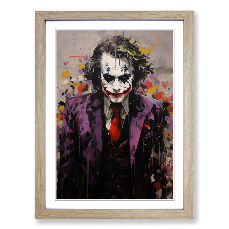 XYZ-FRM-V1223-3913 Joker Contemporary - Single Picture Frame Print on Wood, Oak Framed, 46cm H x 34cm W x 2cm D